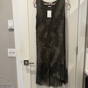 Elegant High Low Dress in Olive Green